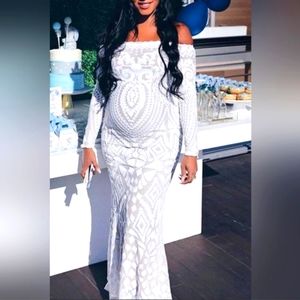 Elegant Off-Shoulder White Maxi Dress